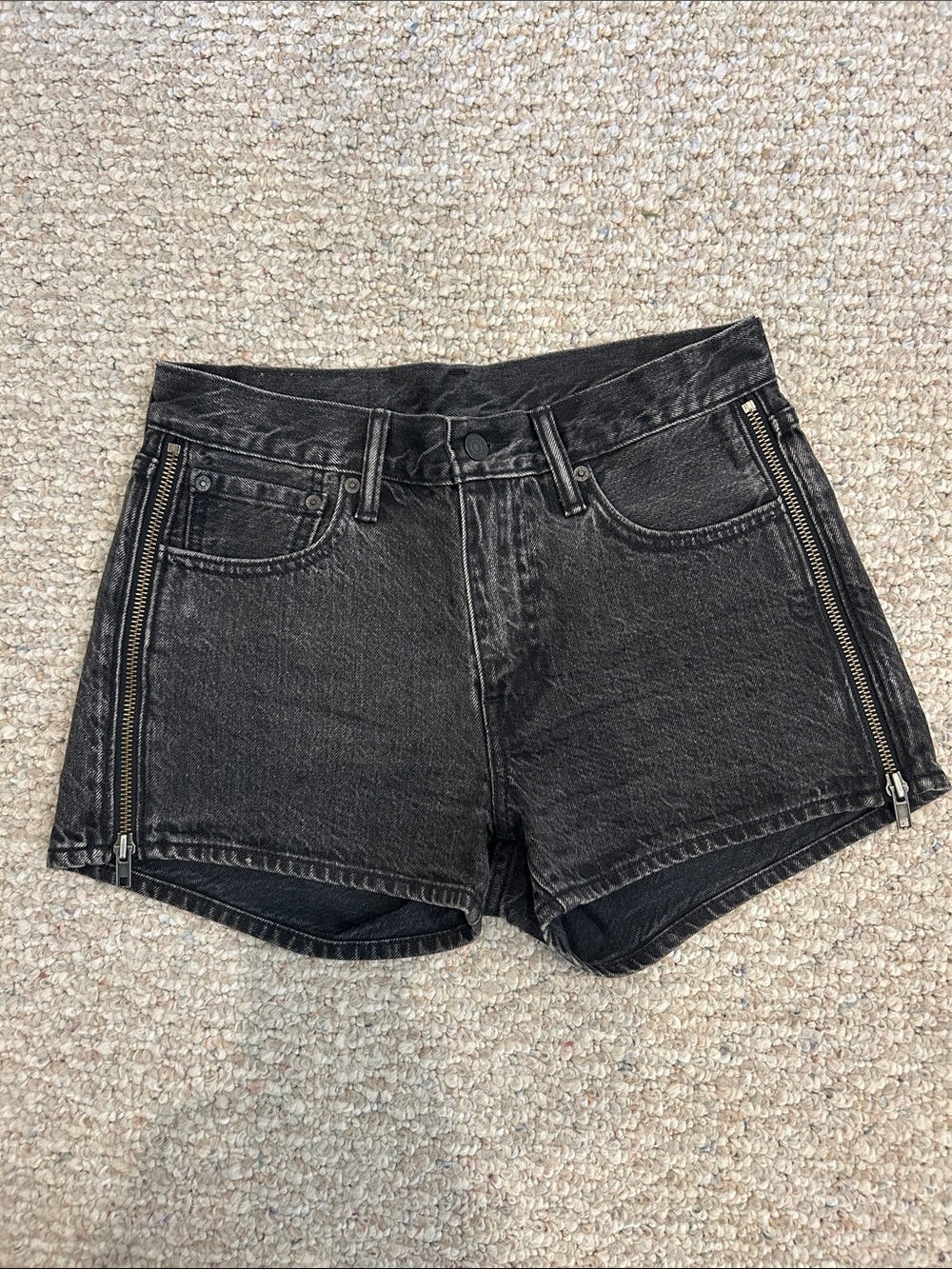 Levi’s Black Denim Shorts with Side Zippers